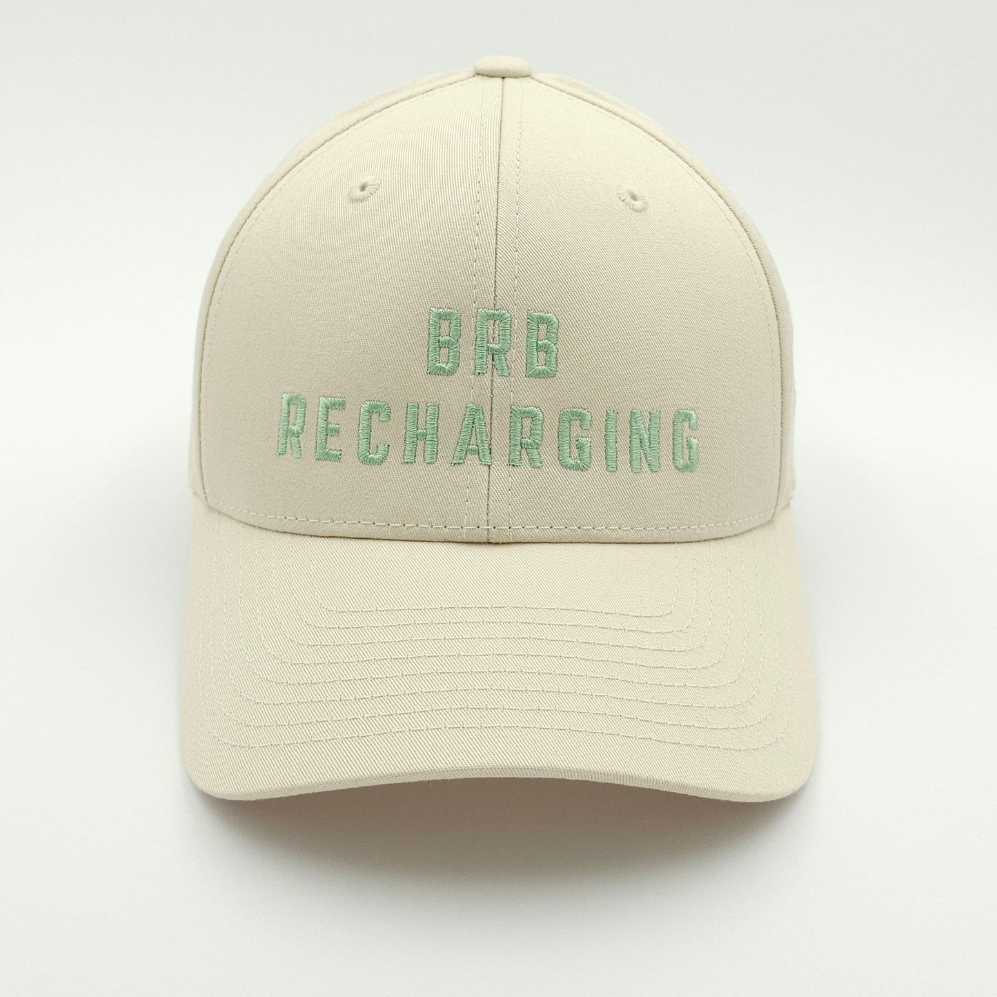 brb recharging - classic snapback - beige