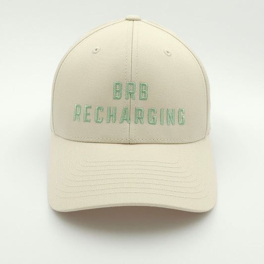 brb recharging - classic snapback - beige
